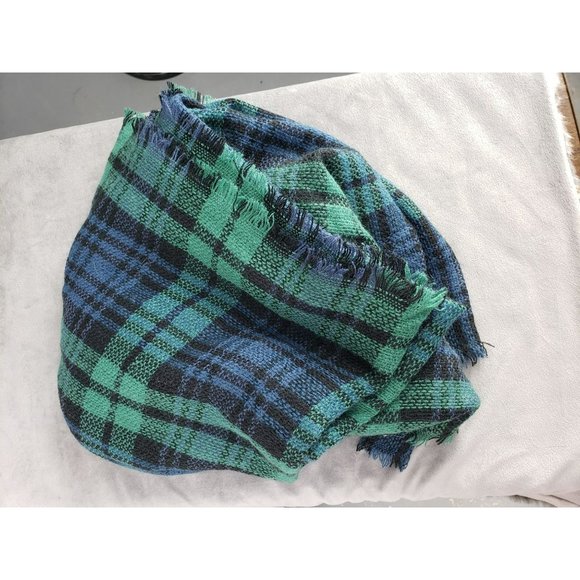 Modality‎ green plaid tartan blanket scarf 48x48 oversized boho - Picture 1 of 10